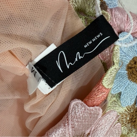 Strapless Flower Embroidered Mini Dress Pink | Bouquet Maraya Pastel Multi (M) - Picture 8 of 12